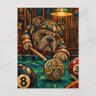 Bulldog, geometrisch mozaïek briefkaart
