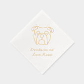 Bulldog gepersonaliseerde bericht Drink op mij bru Folie Servetten (Rechts)