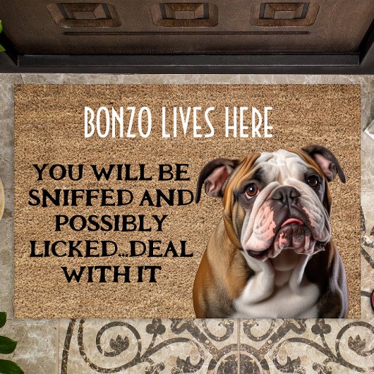 Bulldog gepersonaliseerde grappige deurmat