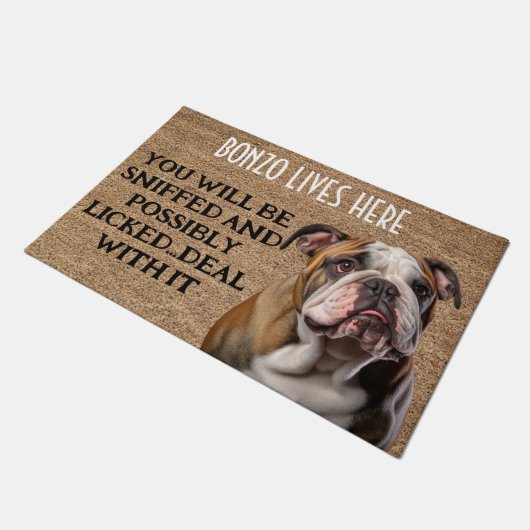Bulldog gepersonaliseerde grappige deurmat (Schuin)