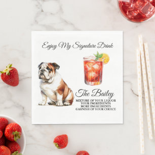 Bulldog gepersonaliseerde handtekening Drink bruil Servet
