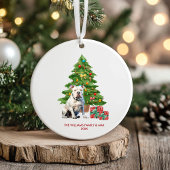 Bulldog gepersonaliseerde kerst keramisch ornament