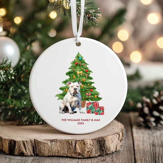 Bulldog gepersonaliseerde kerst keramisch ornament