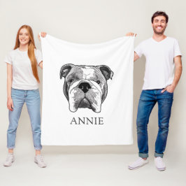 Bulldog gepersonaliseerde tekening fleece deken