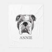 Bulldog gepersonaliseerde tekening fleece deken (Voorkant)