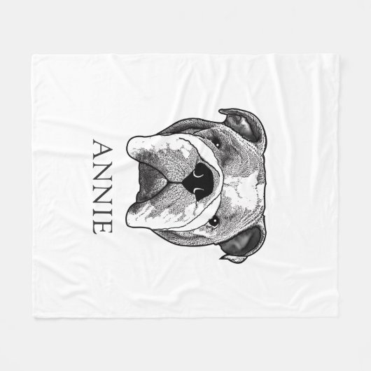 Bulldog gepersonaliseerde tekening fleece deken (Voorkant (Horizontaal))