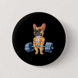 Bulldog Gewichtheffen Fawn Deadlift Fitness Gym Fu Ronde Button 5,7 Cm