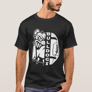Bulldog Gezicht Half Voetbal Bal Fun Tapijt T-shirt