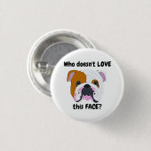 Bulldog Gezicht Ronde Button 3,2 Cm (Voorkant /achterkant)