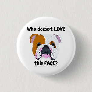 Bulldog Gezicht Ronde Button 3,2 Cm