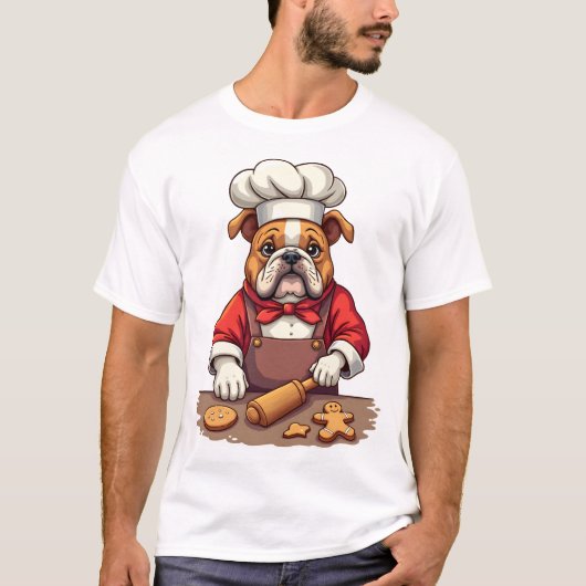 Bulldog Gingerbread Chef T-shirt (Voorkant)
