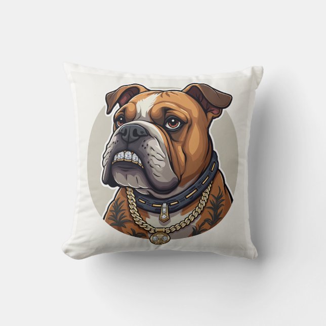 Bulldog & Girl kussen (Voorkant)