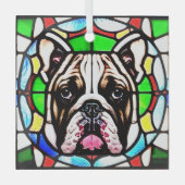 Bulldog "Glas in lood" Glas Ornament (Voorkant)