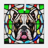 Bulldog "Glas in lood" Glas Ornament (Achterkant)