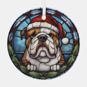 Bulldog Glas in lood Kerst Glas Ornament (Achterkant)