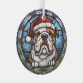 Bulldog Glas in lood Kerst Glas Ornament (Voorkant Rechts)