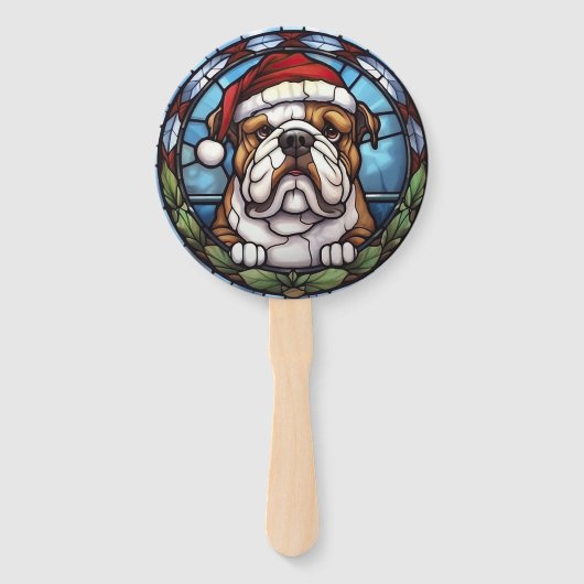 Bulldog Glas in lood Kerst Handwaaier (Achterkant)