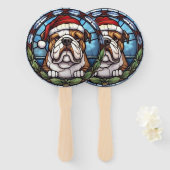 Bulldog Glas in lood Kerst Handwaaier (Voorkant en achterkant)