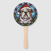 Bulldog Glas in lood Kerst Handwaaier (Voorkant)