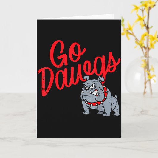 Bulldog Go Dawgs Girls Youth Teen Boys Kids Men Wo Kaart (Gele Bloem)