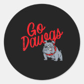 Bulldog Go Dawgs Girls Youth Teen Boys Kids Men Wo Ronde Sticker (Voorkant)