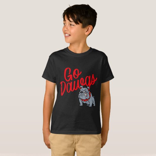 Bulldog Go Dawgs Girls Youth Teen Boys Kids Men Wo T-shirt (Voorkant volledig)