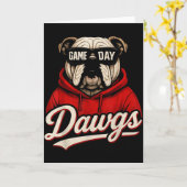 Bulldog Graphic Dawgs Men Women Kid Boy Girl  Kaart (Gele Bloem)