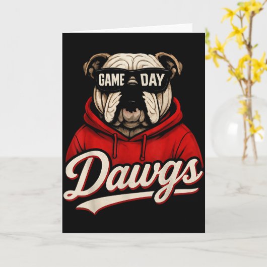Bulldog Graphic Dawgs Men Women Kid Boy Girl  Kaart (Gele Bloem)