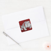 BULLDOG GREY CARTOON VIERKANTE STICKER (Envelop)