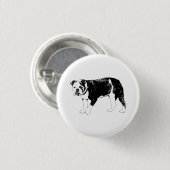 Bulldog Gril, Zwart-Wit Pret Ronde Button 3,2 Cm (Voorkant /achterkant)