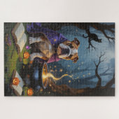 Bulldog grillige Halloween schilderij Legpuzzel (Horizontaal)