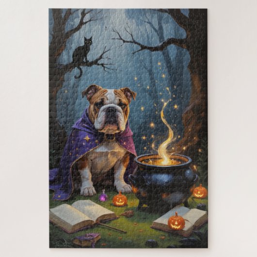 Bulldog grillige Halloween schilderij Legpuzzel (Verticaal)