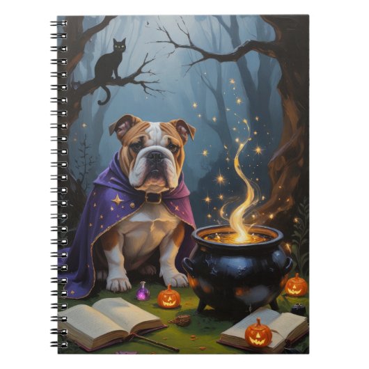 Bulldog grillige Halloween schilderij Notitieboek (Voorkant)