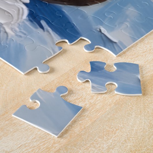 Bulldog Grumpy Rider in Christmas Sled Hat Legpuzzel (Zijkant)