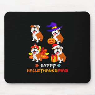 Bulldog Halloween en Merry KerstHappy Hallot Muismat