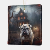 Bulldog Halloween eng Keramisch Ornament (Links)