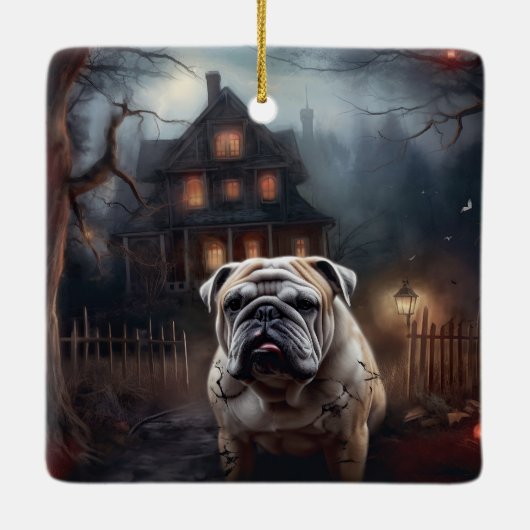Bulldog Halloween eng Keramisch Ornament (Achterkant)