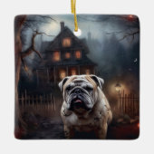 Bulldog Halloween eng Keramisch Ornament (Voorkant)