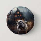 Bulldog Halloween eng Ronde Button 5,7 Cm (Voorkant)