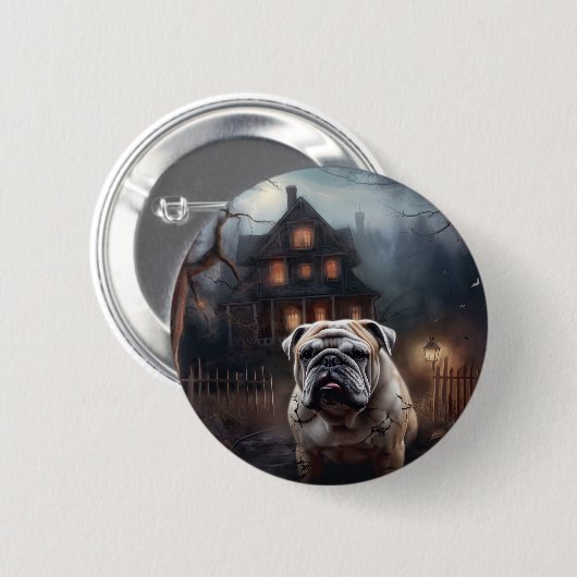 Bulldog Halloween eng Ronde Button 5,7 Cm (Voorkant /achterkant)
