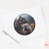 Bulldog Halloween eng Ronde Sticker (Envelop)