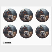 Bulldog Halloween eng Ronde Sticker (Vel)