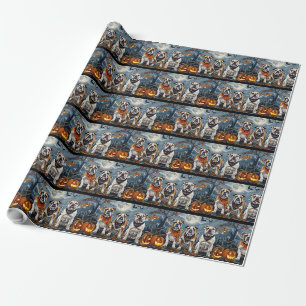 Bulldog Halloween Griezelig Cadeaupapier