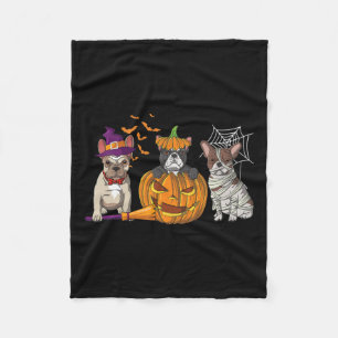 bulldog halloween heks mama pompoen leuk hond lief fleece deken