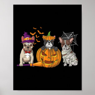 bulldog halloween heks mama pompoen leuk hond lief poster