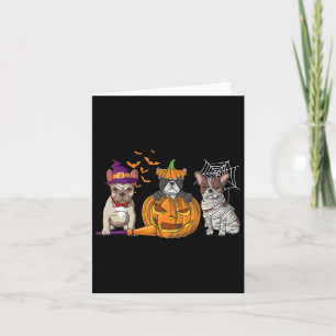 Bulldog Halloween Heks Mumie Pompoen Pret Hond Lie Kaart