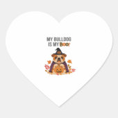 Bulldog Halloween Kostuum Mijn Bulldog is mijn Boo Hart Sticker (Voorkant)
