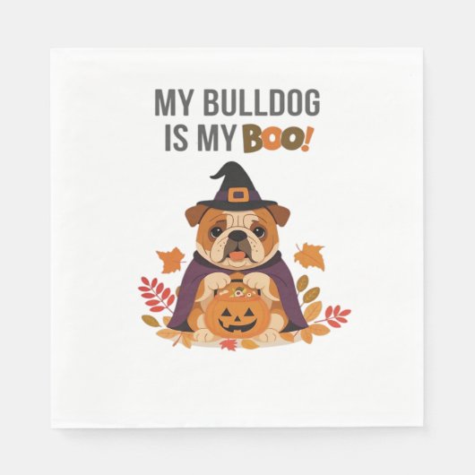 Bulldog Halloween Kostuum Mijn Bulldog is mijn Boo Servet (Voorkant)