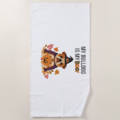 Bulldog Halloween Kostuum Mijn Bulldog is mijn Boo Strandlaken (Voorkant)