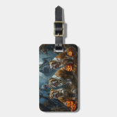 Bulldog Halloween Nacht Doggy Delight Bagagelabel (Voorkant verticaal)